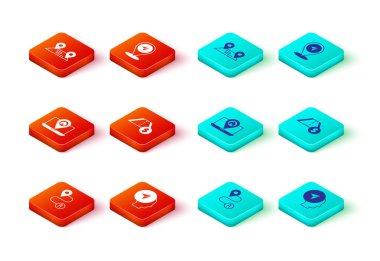 Yol haritası işaretçisini insan şehir haritası, yol parası trafik pimi ve simgesi ile ayarla. Vektör.