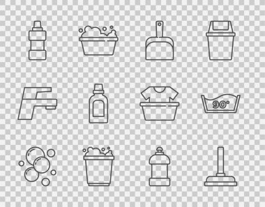 Sabun köpüğü sabun köpüğü köpüğü pompası temizleme maddesi ve sıcaklık yıkama ikonu için köpük şişesiyle birlikte. Vektör.