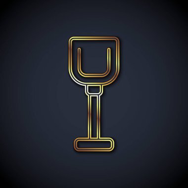 Altın çizgili kürek oyuncak ikonu siyah arka planda izole edildi. Vektör.