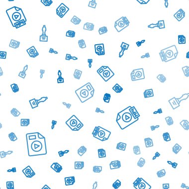 Satır AVI dosya belgesi, MP4 ve Movie kupasını pürüzsüz desen üzerine ayarla. Vektör.