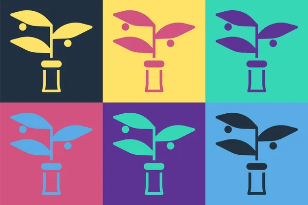 Pop Art Rostliny Ikona Izolované Barevném Pozadí Rostliny Rostoucí Zkumavkách — Stockový vektor