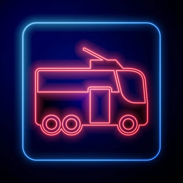 Leuchtendes Neonfarbenes Trolleybus Symbol Isoliert Auf Schwarzem Hintergrund Symbol Für — Stockvektor