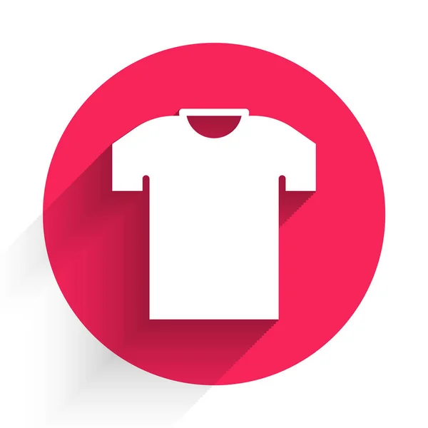 Ícone Camiseta Branca Isolado Com Fundo Sombra Longa Botão Círculo — Vetor de Stock