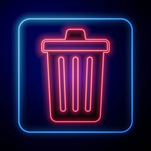Leuchtende Neonfarbene Mülleimer Auf Schwarzem Hintergrund Mülleimer Schild Papierkorb Symbol — Stockvektor