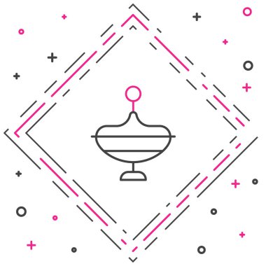 Line Whirligig oyuncak simgesi beyaz arkaplanda izole edildi. Renkli taslak konsepti. Vektör