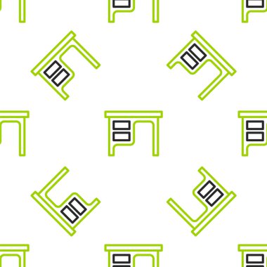 Çizgi Ofisi masa simgesi beyaz arkaplandaki kusursuz deseni izole etti. Vektör