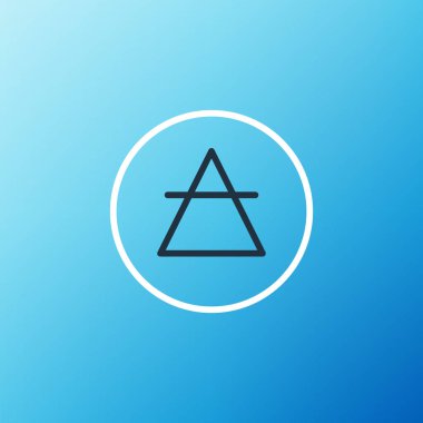 Sembol simya simgesinin çizgi hava elemanı mavi arkaplanda izole edildi. Temel mistik elementler. Renkli taslak konsepti. Vektör