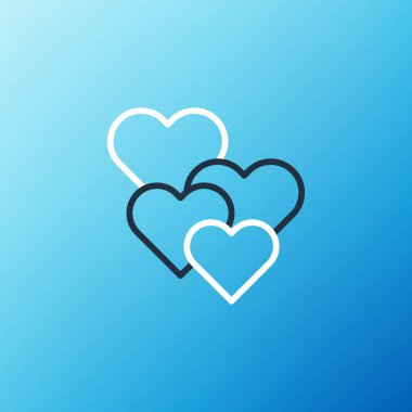 Hat Kalbi simgesi mavi arkaplanda izole edildi. Romantik sembol, bağlanma, tutku ve düğün. Sevgililer günün kutlu olsun. Renkli taslak konsepti. Vektör
