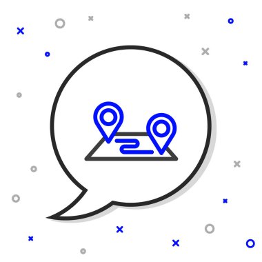 Satır Rotası konumu simgesi beyaz arkaplanda izole edildi. Harita işaretçisi işareti. Yol ya da yol kavramı. GPS navigatörü. Renkli taslak konsepti. Vektör