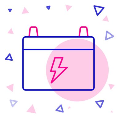 Çizgi Araba bataryası simgesi beyaz arka planda izole edildi. Akümülatör bataryası enerji ve elektrik akümülatörü bataryası. Renkli taslak konsepti. Vektör