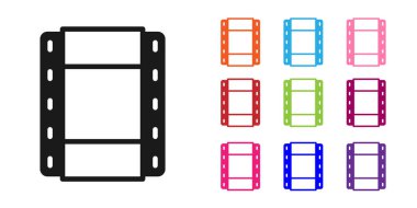 Siyah Oyun Video simgesi beyaz arkaplanda izole edildi. Film şeridi tabelası. Simgeleri renklendirin. Vektör.