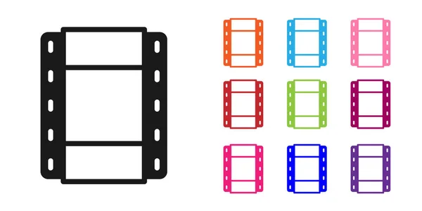 Black Play Video Icon Isolated White Background Film Strip Sign — Stock Vector