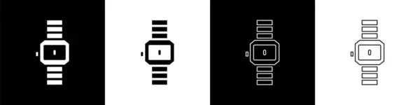 Establecer Icono Reloj Muñeca Aislado Sobre Fondo Blanco Negro Icono — Archivo Imágenes Vectoriales