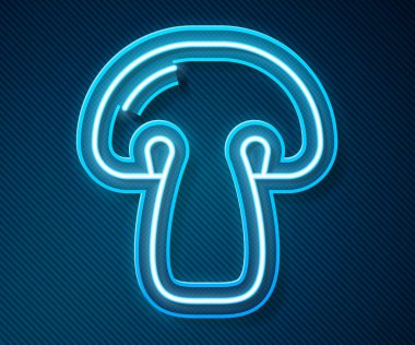 Parlayan neon hattı mantar ikonu Parlayan neon çizgi arkaplanını izole etti. Vektör.