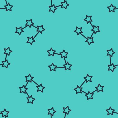 Siyah çizgi yıldızı burç simgesi yeşil arka planda izole edilmiş. Vektör