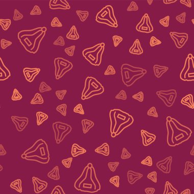 Kahverengi çizgi sauna şapkası simgesi kırmızı arka planda izole edilmiş. Vektör