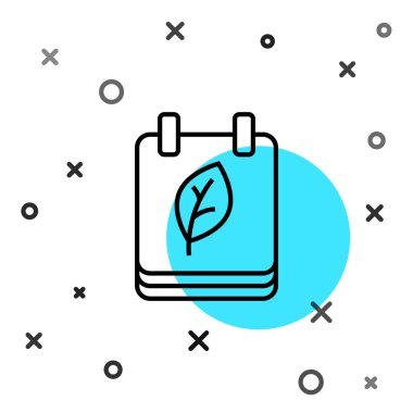 Sonbahar yaprakları simgesi beyaz arkaplanda izole edilmiş siyah çizgi takvimi. Rastgele dinamik şekiller. Vektör