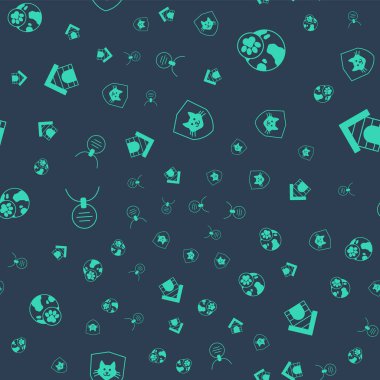 Hayvan sağlığı sigortası, evcil hayvan yakası, yaka kartı ve köpek evi. Vektör