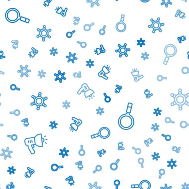 Hat polis megafonu, büyüteç, arama ve alagram şerifi hazır olsun. Vektör