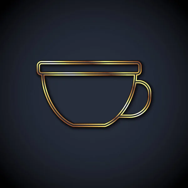 Gold Line Cup Tea Icon Isolated Black Background Vector — Stock vektor