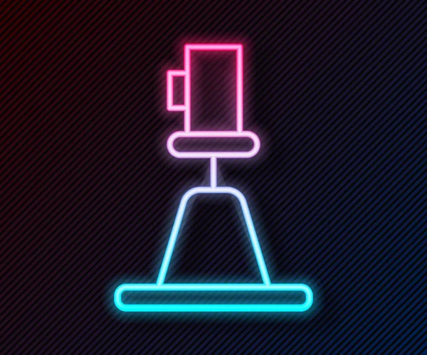 Glowing neon line Tacheometer, theodolite icon isolated on black background. Geological survey, engineering equipment for measurement and research.  Vector