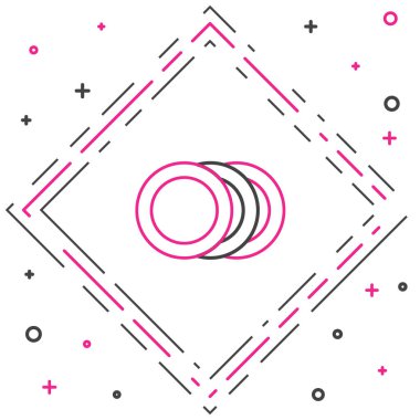 Beyaz arkaplanda satır simgesi izole edildi. Çatal bıçak sembolü. Restoran tabelası. Renkli taslak konsepti. Vektör.