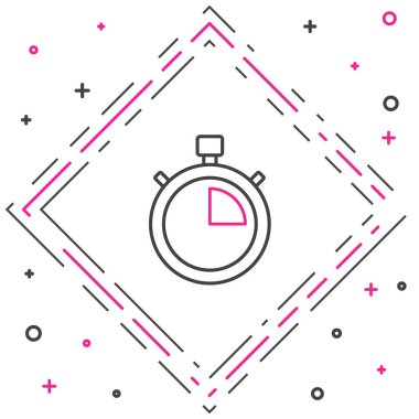 Çizgi Kronometresi simgesi beyaz arkaplanda izole edildi. Zaman göstergesi. Kronometre işareti. Renkli taslak konsepti. Vektör.