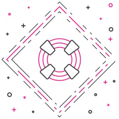 Çizgi Lifebuoy simgesi beyaz arkaplanda izole edildi. Can simidi sembolü. Renkli taslak konsepti. Vektör.