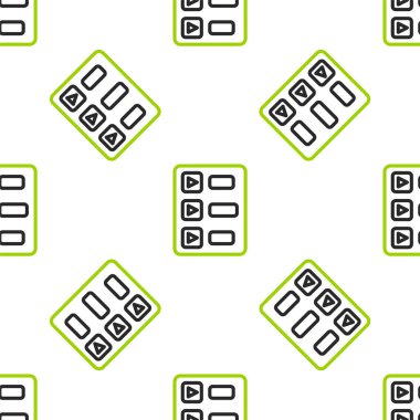 Satır Müzik Listesi simgesi beyaz arkaplanda izole edilmiş kusursuz desen. Vektör.