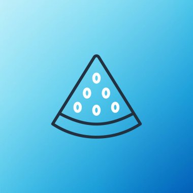 Çizgi karpuz simgesi mavi arkaplanda izole edildi. Renkli taslak konsepti. Vektör.