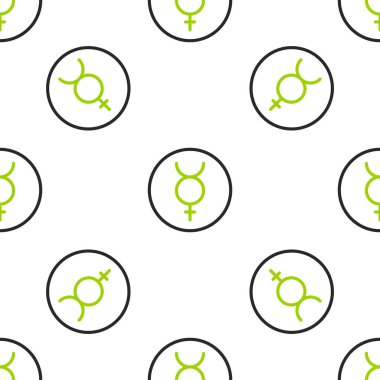 Cıva ikonunun çizgili astrolojik sembolü beyaz arkaplanda kusursuz desen izole etti. Astroloji gezegeni. Zodiac ve astroloji işareti. Vektör.