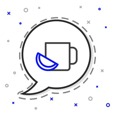 Beyaz arka planda izole edilmiş limon ikonu olan bir çay bardağı. Renkli taslak konsepti. Vektör.