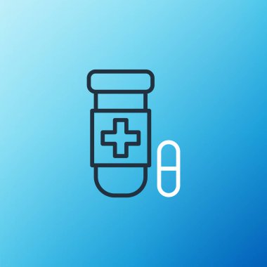 Çizgi Antidot simgesi mavi arkaplanda izole edildi. Renkli taslak konsepti. Vektör.