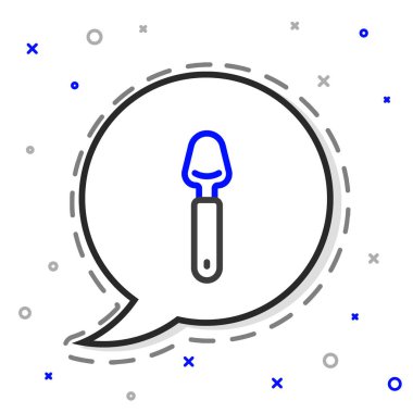 Beyaz arkaplanda çizgi kaşığı simgesi izole edildi. Mutfak aletleri. Çatal bıçak seti. Renkli taslak konsepti. Vektör.