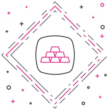 Satır Altın çubukları simgesi beyaz arkaplanda izole edildi. Bankacılık işi konsepti. Renkli taslak konsepti. Vektör.