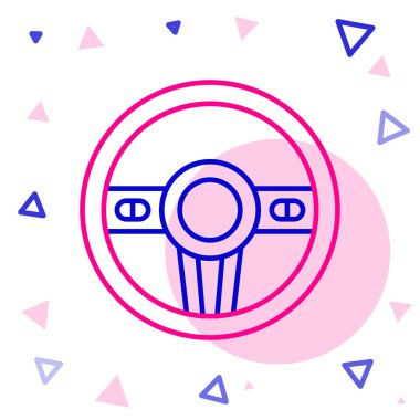 Direksiyon simgesi beyaz arkaplanda izole edildi. Araba tekeri ikonu. Renkli taslak konsepti. Vektör.