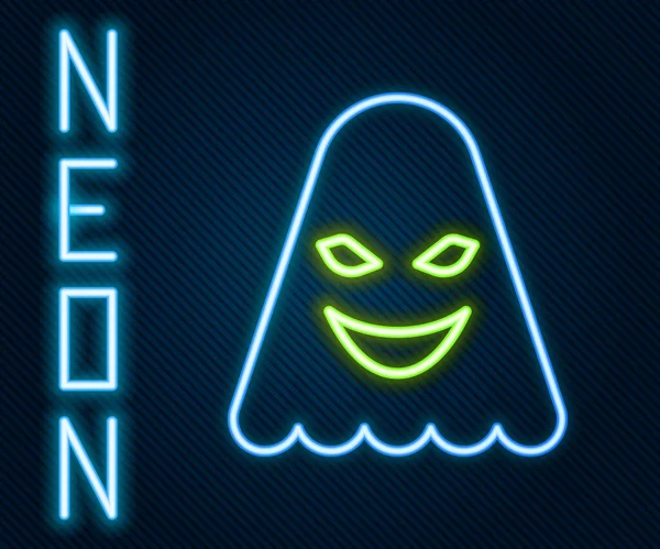 Ragyogó Neon Vonal Ghost Ikon Elszigetelt Fekete Háttérrel Színes Vázlat — Stock Vector