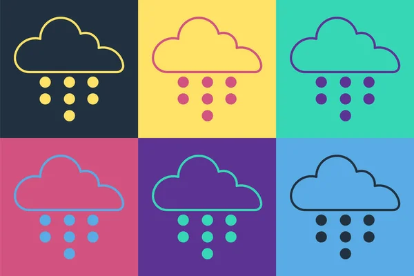 Pop Art Wolke Mit Regensymbol Isoliert Auf Farbigem Hintergrund Regenwolken — Stockvektor