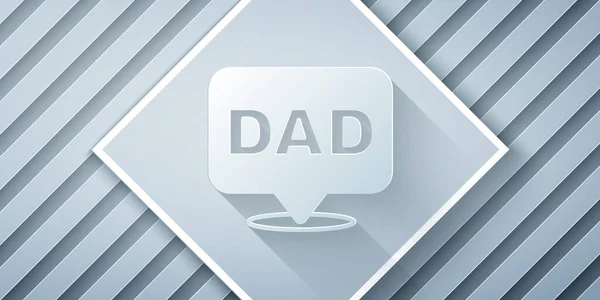 Paper Cut Speech Bubble Dad Icon Isolated Grey Background Happy — Stock Vector