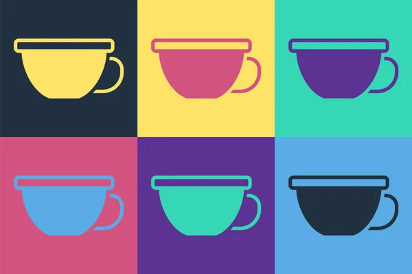 Pop Art Cup Tea Icon Isolated Color Background Vector — Stock Vector