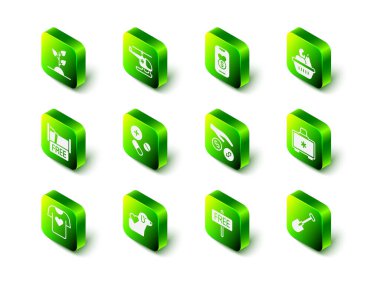 Kurtarma helikopteri bağışı ve hayır yemeği kutusunu hazırlayın. İlk yardım çantası. Küreksiz tabela ve köpek ikonlu kalp. Vektör.