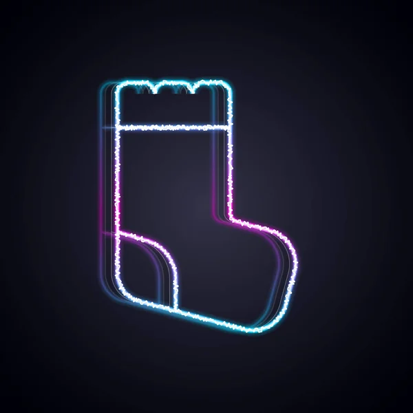 Žhnoucí Neonová Linie Baby Ponožky Oblečení Ikona Izolované Černém Pozadí — Stockový vektor