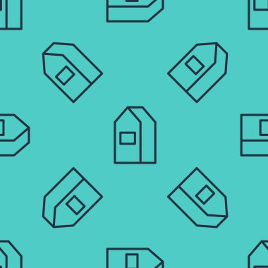 Süt simgesi için siyah çizgi kağıt paketi yeşil arka planda izole edilmiş pürüzsüz desen. Süt paketi işareti. Vektör.