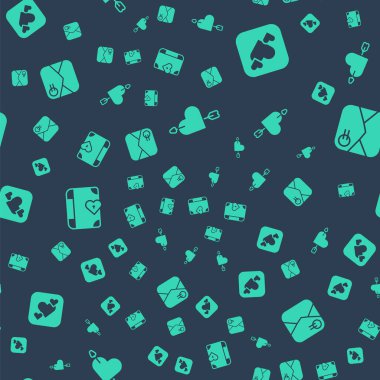 Aşk Günlüğü ve Zarflı Sevgililer Günü 'nü kalp ve okla kusursuz bir şekilde ayarla. Vektör.