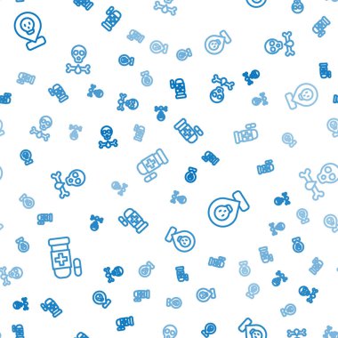 Antidote Radyoaktif hattını konumlandırın. Kemikler ve kafatası kusursuz desen oluşturun. Vektör.