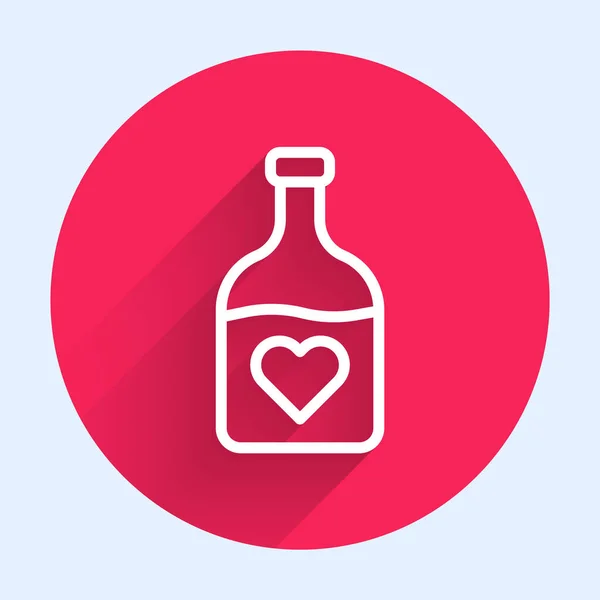 White Line Bottle Love Potion Icon Isolated Long Shadow Background — Stockový vektor