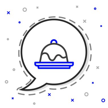 Satır Keki simgesi beyaz arkaplanda izole edildi. Doğum günün kutlu olsun. Renkli taslak konsepti. Vektör.