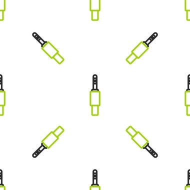 Çizgi Ses simgesi beyaz arkaplanda kusursuz desen izole etti. Bağlantı ses ekipmanları için ses kablosu. Fiş kablosu. Müzik aleti. Vektör.