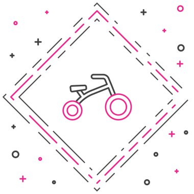 Beyaz arka planda izole edilmiş çocuk simgesi için çizgi bisikleti. Renkli taslak konsepti. Vektör.