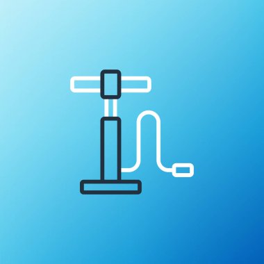 Çizgi Araba hava pompası ikonu mavi arkaplanda izole edildi. Renkli taslak konsepti. Vektör.